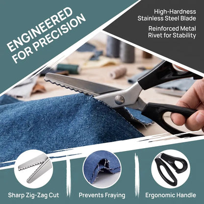 ✂️ Stainless Steel Pinking Scissors – Zigzag Serrated Blades for Sewing, Fabric & DIY Crafts 🧵