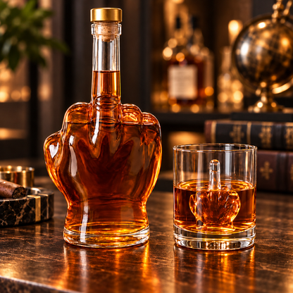Middle Finger Whiskey Decanter – Funny Hand-Shaped Liquor Bottle & Unique Gift for Men