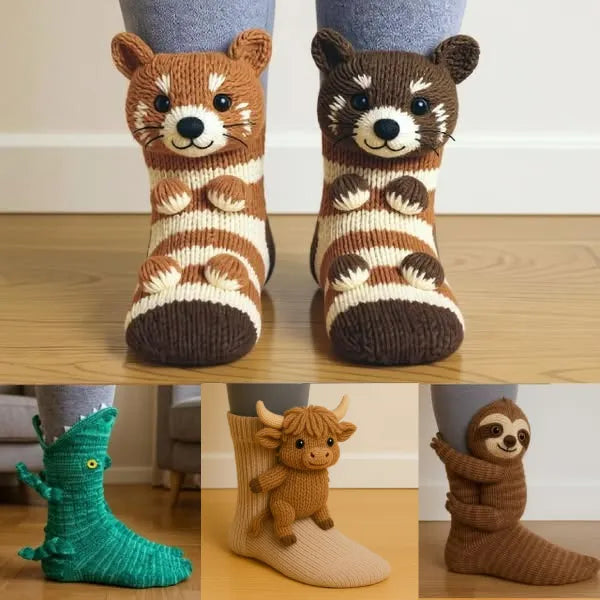 💝 Cozy 3D Knit Spirit Animal Socks – Show Your Personality in Comfort 🧦