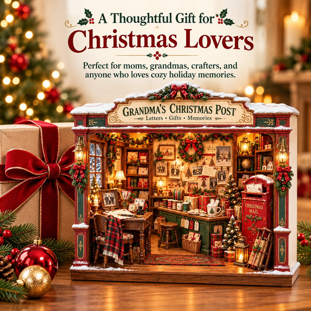 📮 Grandma’s Christmas Post DIY Miniature Kit 🎄 Cozy Vintage Holiday Scene