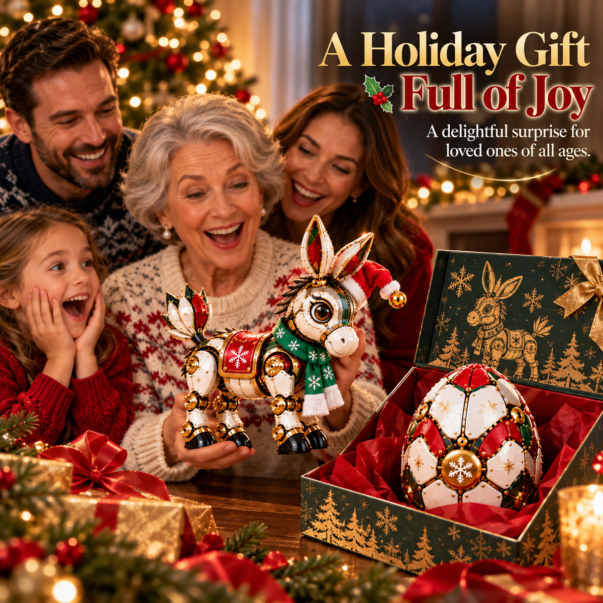 🎄 Magical Christmas Donkey Egg – 2-in-1 Egg-to-Donkey Transforming Mechanical Toy, Festive Collectible & Unique Holiday Gift 🎁✨