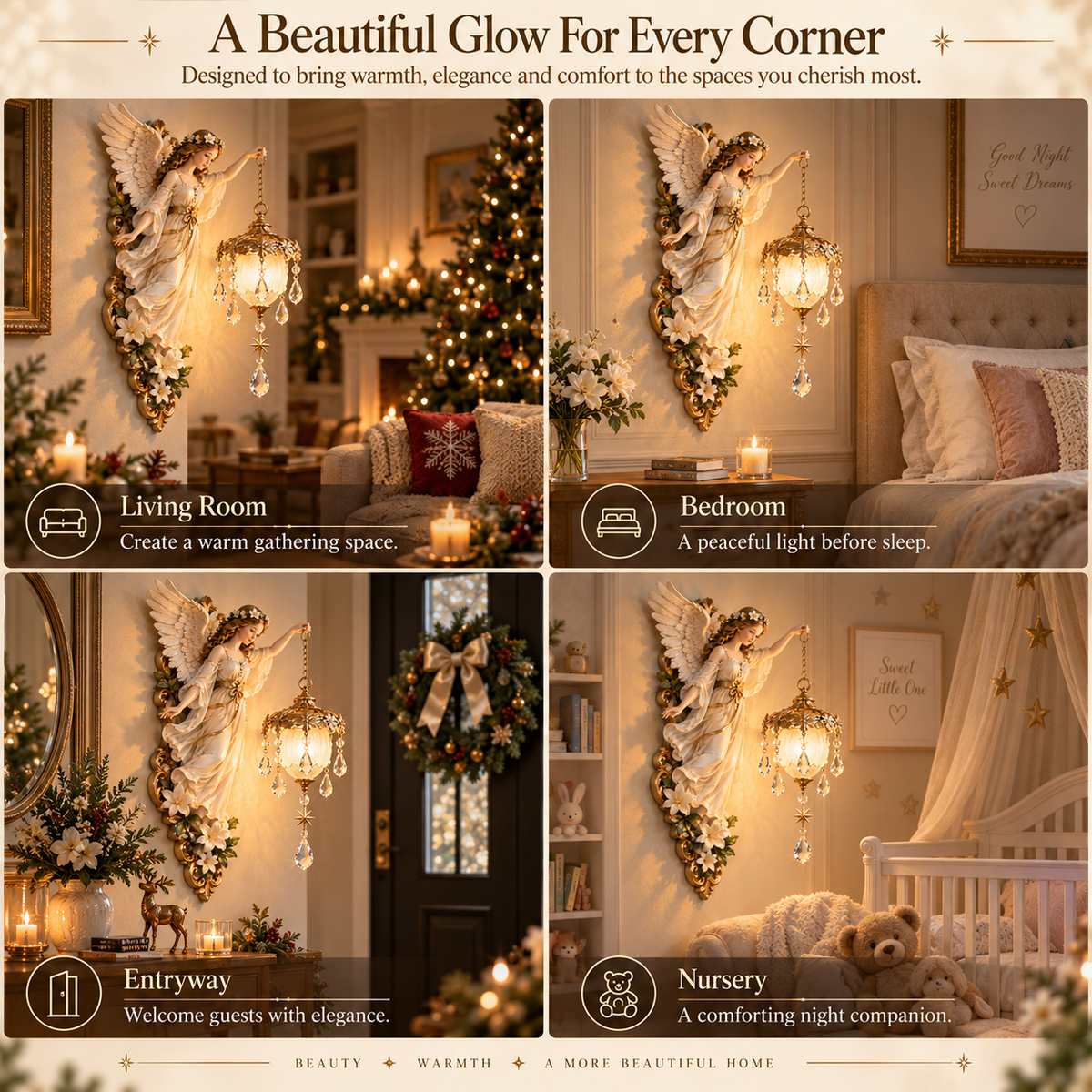 👼✨ Guardian Angel Crystal Light – Warm Glow & Elegant Home Decor