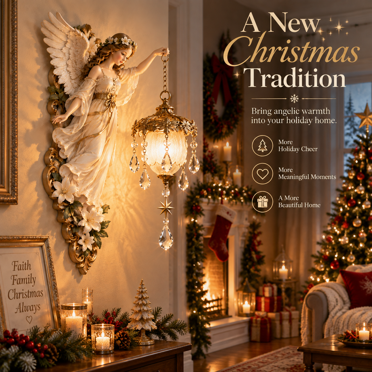 👼✨ Guardian Angel Crystal Light – Warm Glow & Elegant Home Decor