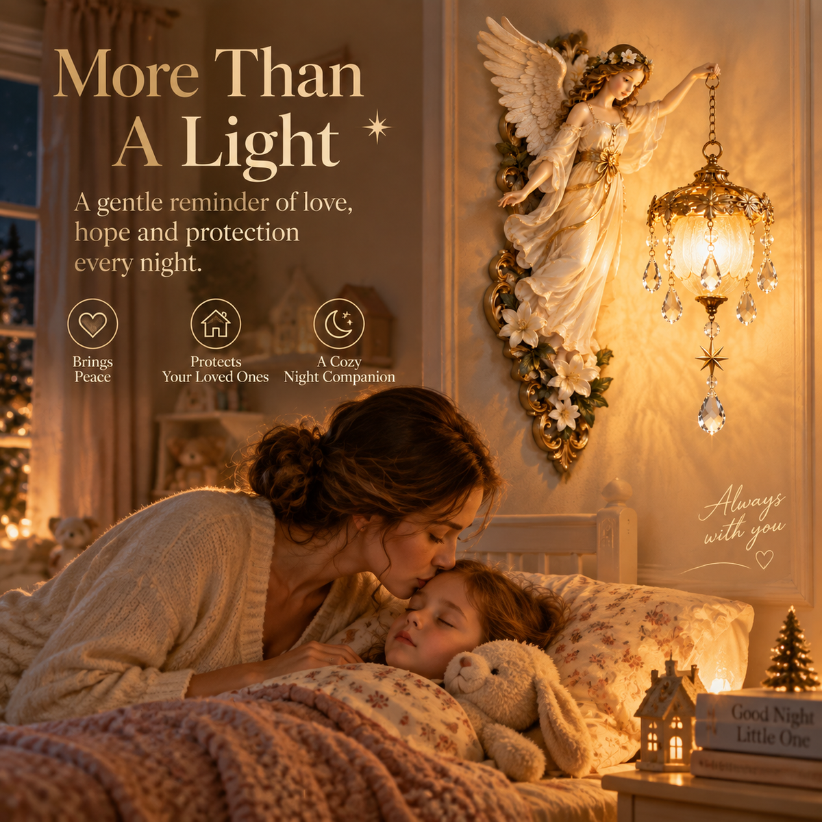 👼✨ Guardian Angel Crystal Light – Warm Glow & Elegant Home Decor