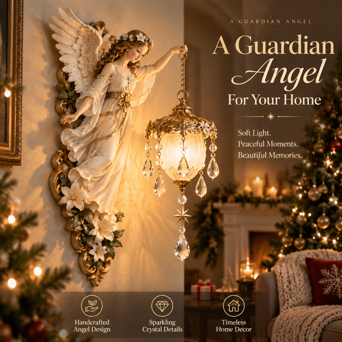 👼✨ Guardian Angel Crystal Light – Warm Glow & Elegant Home Decor