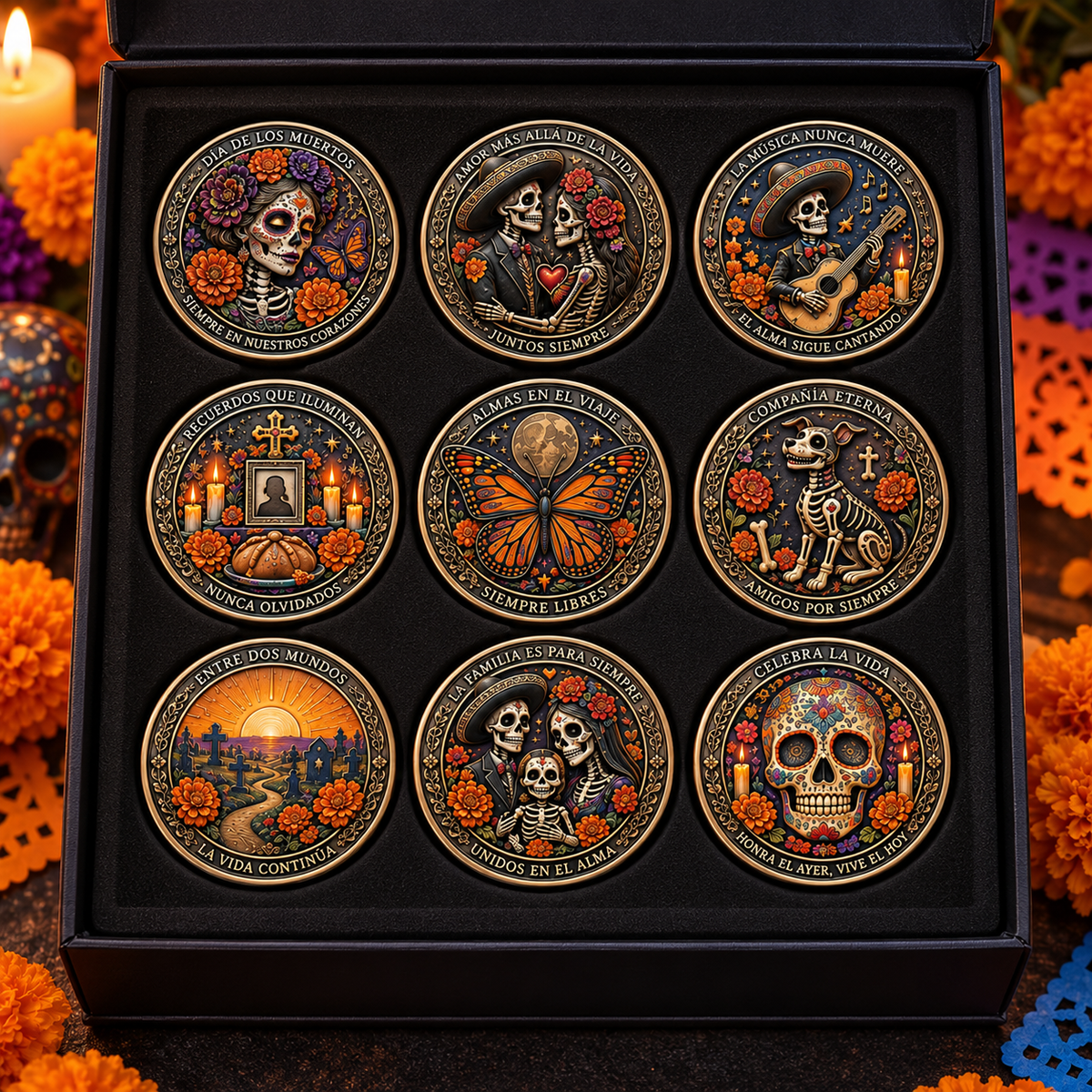 💀🌼 Day of the Dead Commemorative Coin Collection – Collectible Tribute Edition ✨