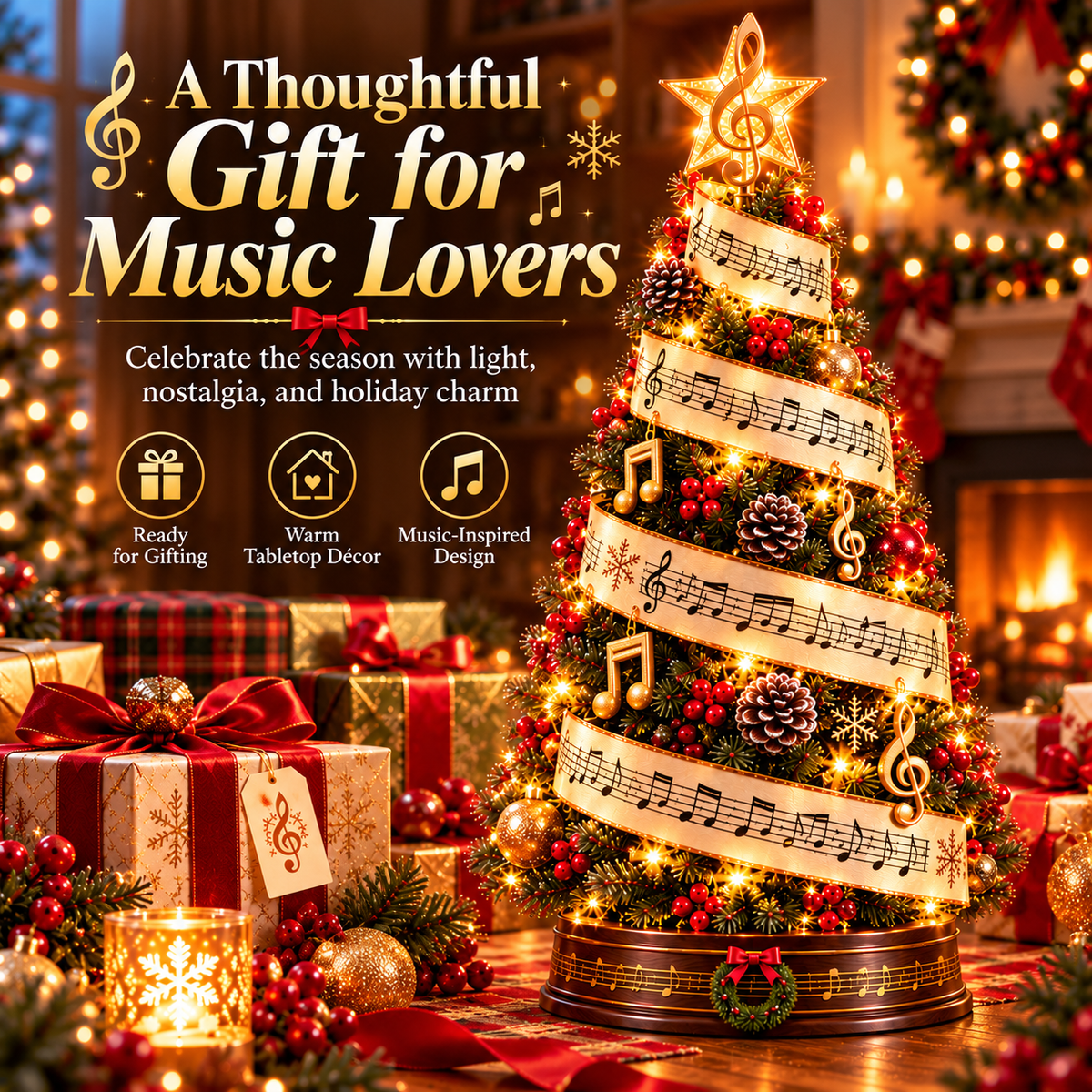 🎼🎄 Sheet Music Christmas Tree Light – Lighted Holiday Tree for Music Lovers
