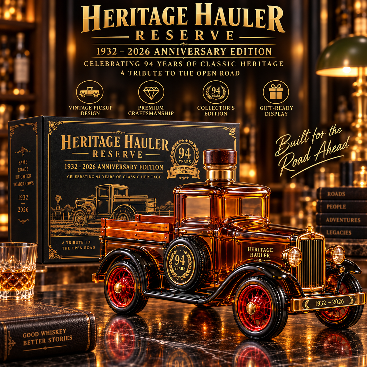 🚚 Heritage Hauler Reserve – 94th Anniversary Vintage Truck Whiskey Decanter (1932–2026) | Collector's Edition Gift