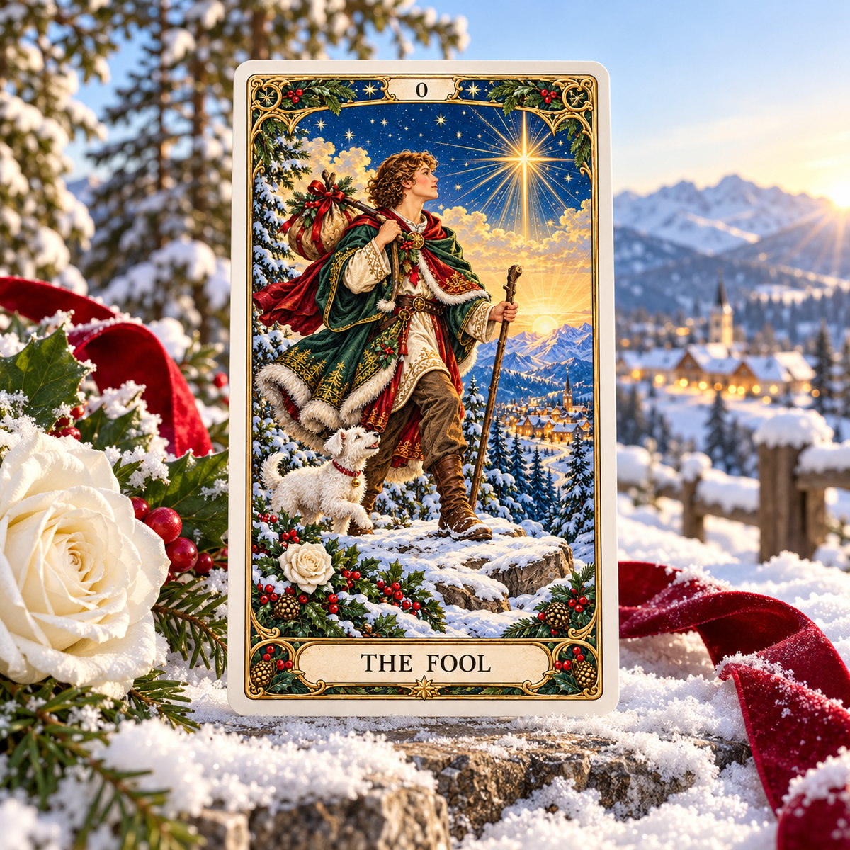 Limited Edition 49% OFF🎉-🔮Christmas Tarot Deck – 78 Festive Cards with Guidebook & 12-Day Reflection Guide
