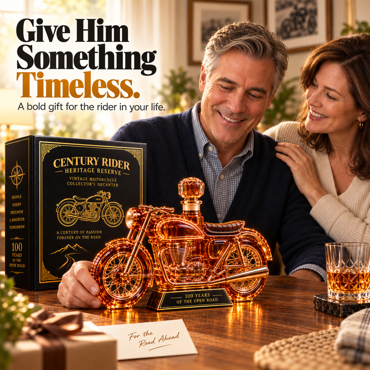 🏍️ Century Rider Heritage Reserve – 100 Years of the Open Road Commemorative Whiskey Decanter 🥃
