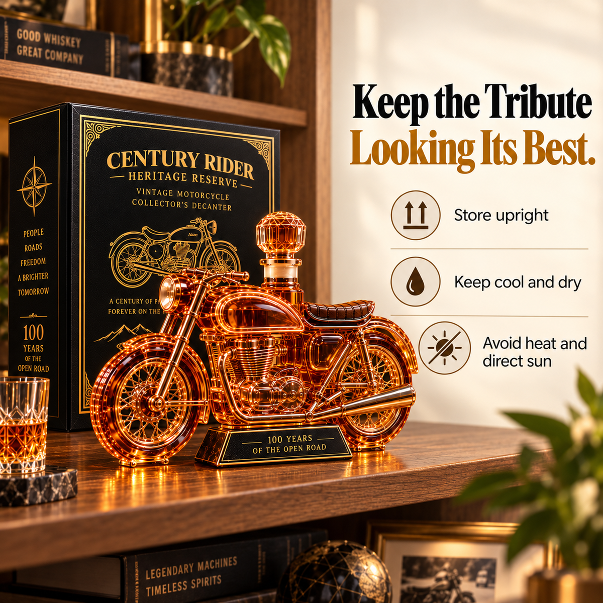 🏍️ Century Rider Heritage Reserve – 100 Years of the Open Road Commemorative Whiskey Decanter 🥃