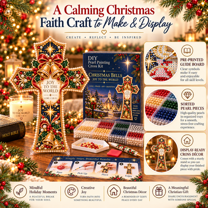 ✝️🎄 Christmas Scripture Pearl Painting Cross DIY Kit – A Handmade Keepsake of Faith & Love ❤️