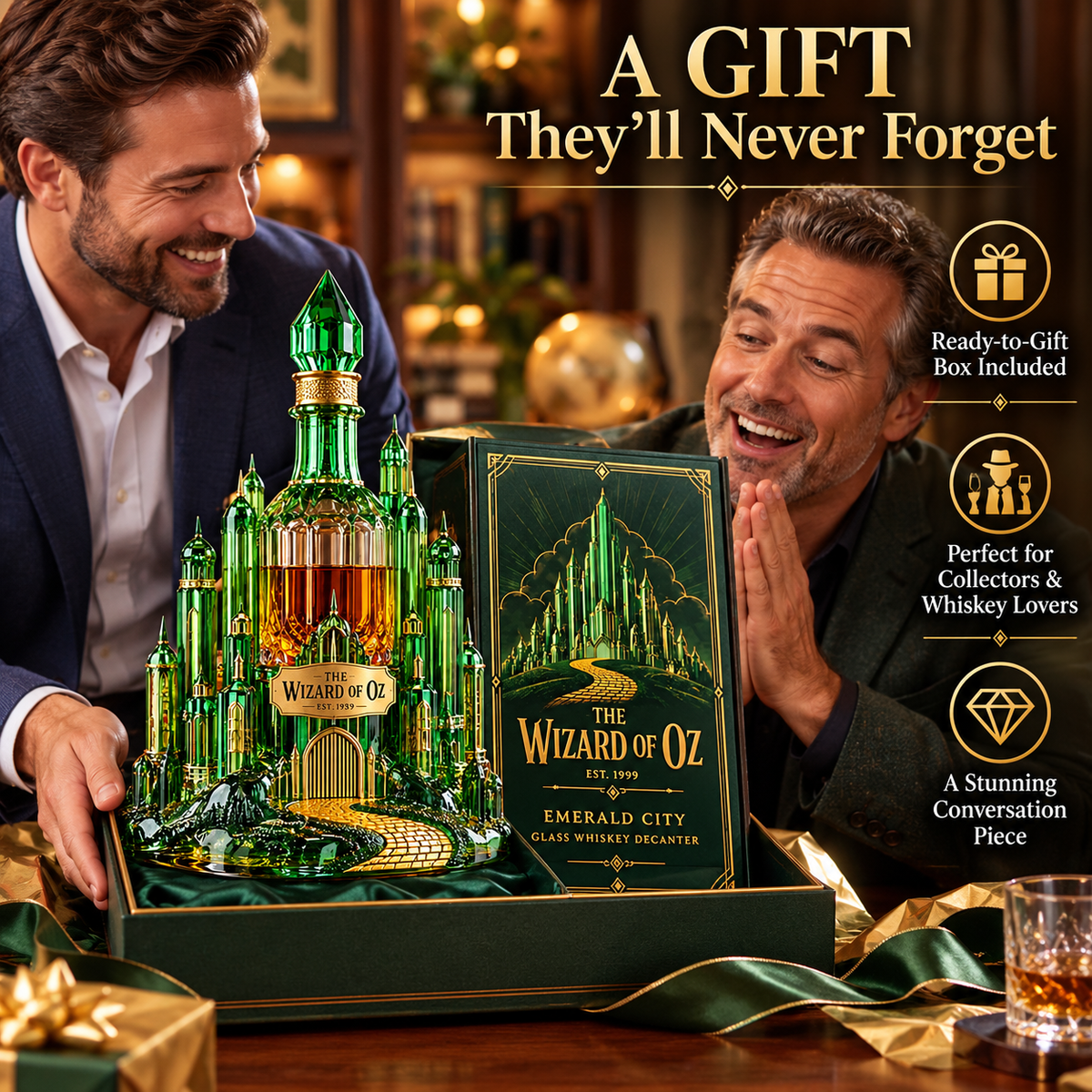 Emerald City Glass Whiskey Decanter