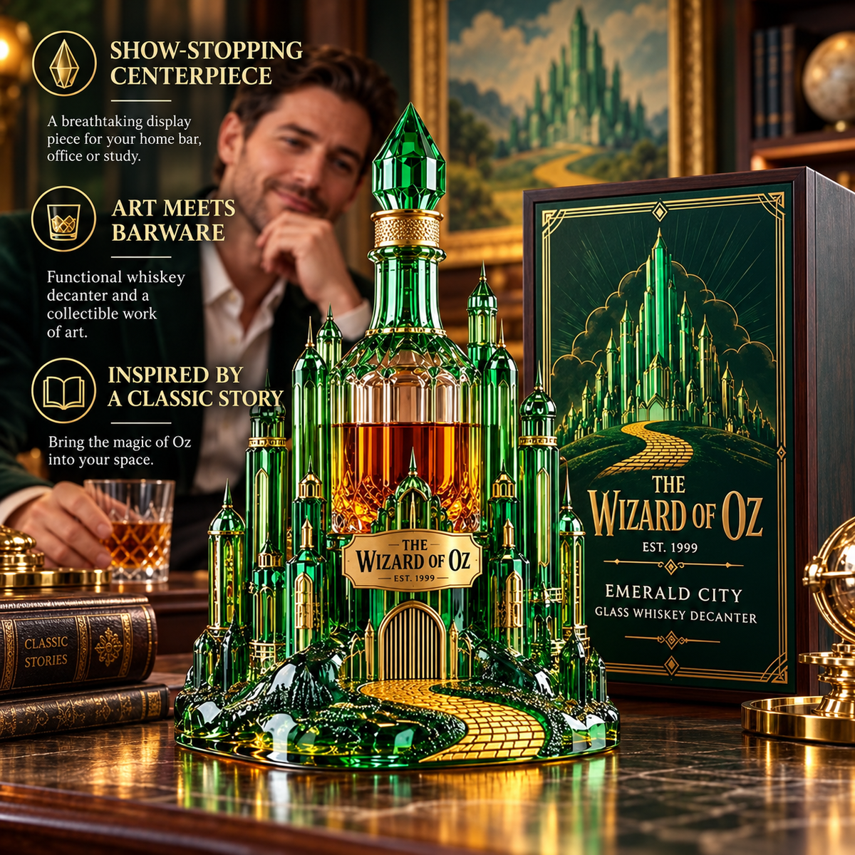 Emerald City Glass Whiskey Decanter
