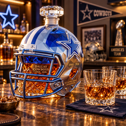 ⭐DALLAS 66th Anniversary Helmet Whiskey Bottle