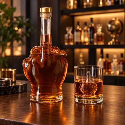 Middle Finger Whiskey Decanter – Funny Hand-Shaped Liquor Bottle & Unique Gift for Men