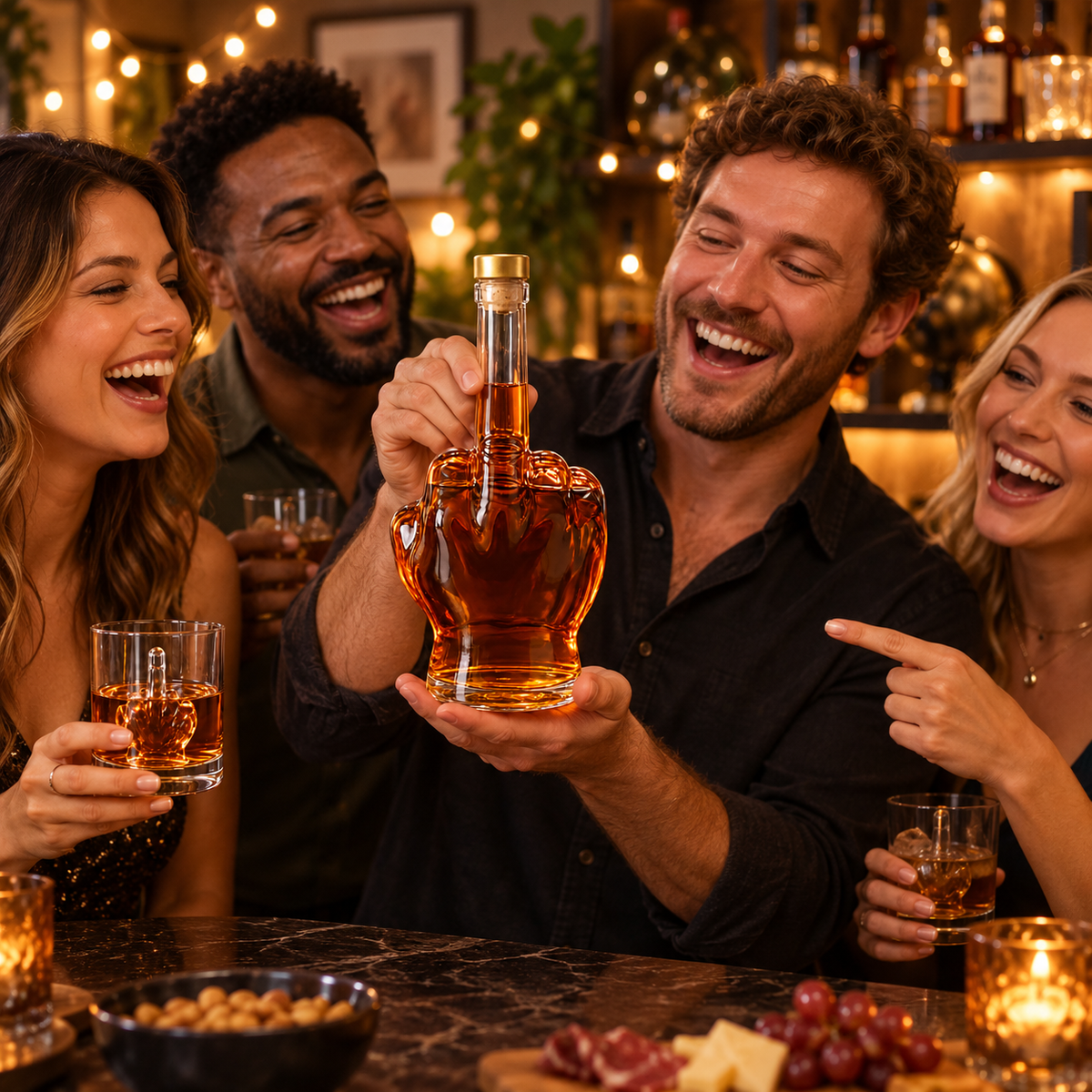 Middle Finger Whiskey Decanter – Funny Hand-Shaped Liquor Bottle & Unique Gift for Men
