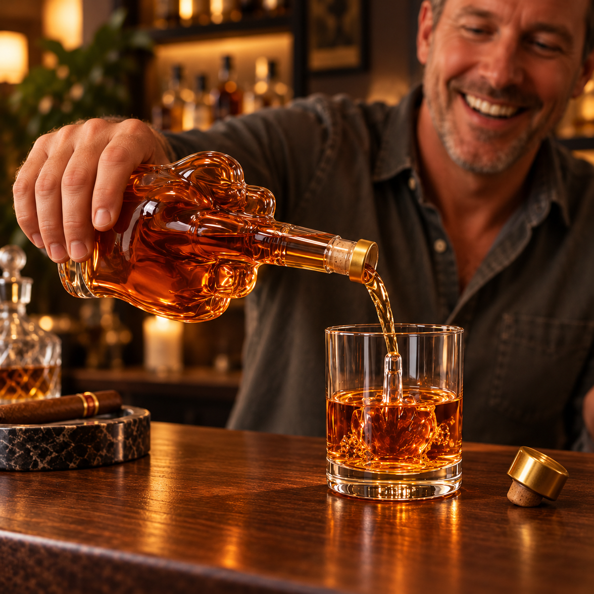 Middle Finger Whiskey Decanter – Funny Hand-Shaped Liquor Bottle & Unique Gift for Men