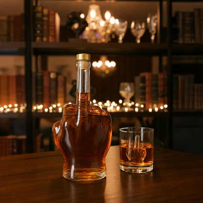 Middle Finger Whiskey Decanter – Funny Hand-Shaped Liquor Bottle & Unique Gift for Men