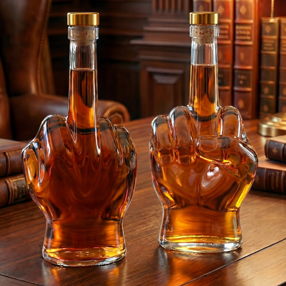Middle Finger Whiskey Decanter – Funny Hand-Shaped Liquor Bottle & Unique Gift for Men