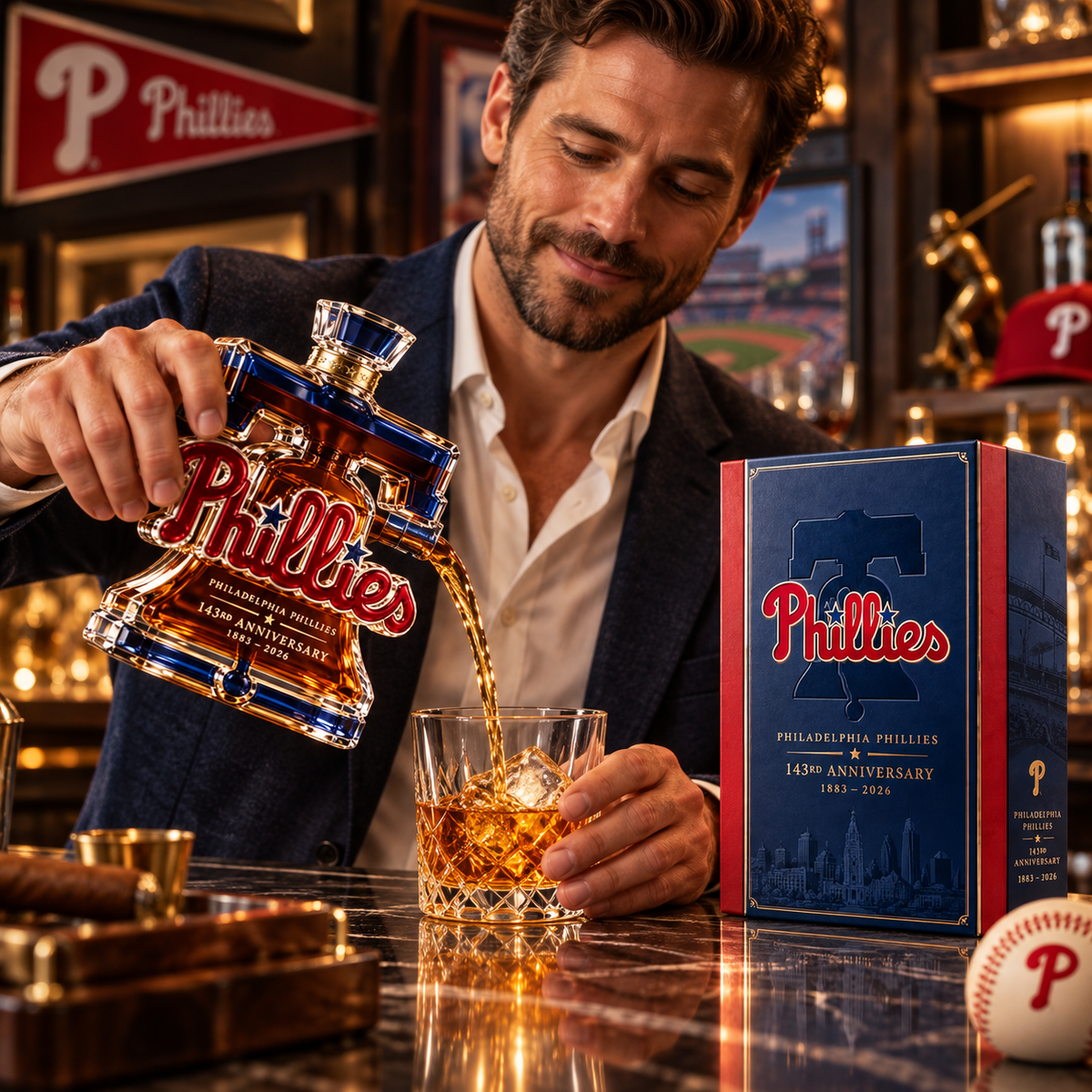 The Phils 143rd Anniversary Whiskey Bottle