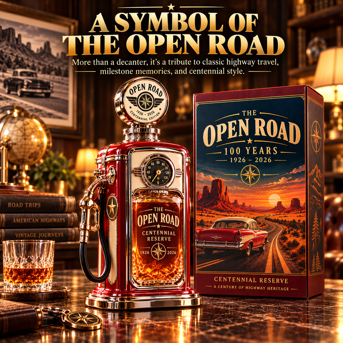 ⛽ The Open Road 1926–2026 Centennial Gas Pump Whiskey Decanter