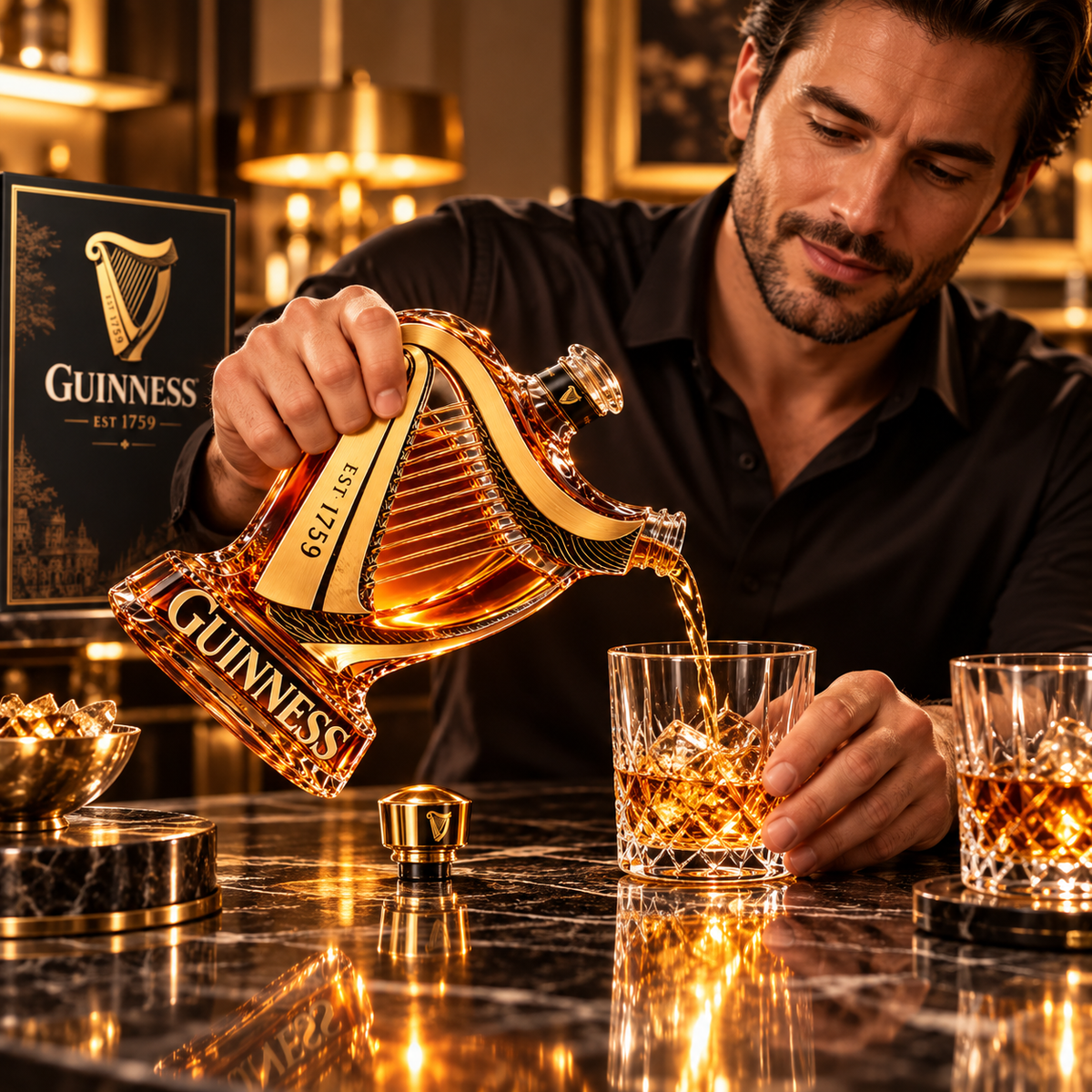 Guinness Harp Whiskey Decanter – Irish Heritage Glass Liquor Bottle & Collector’s Gift