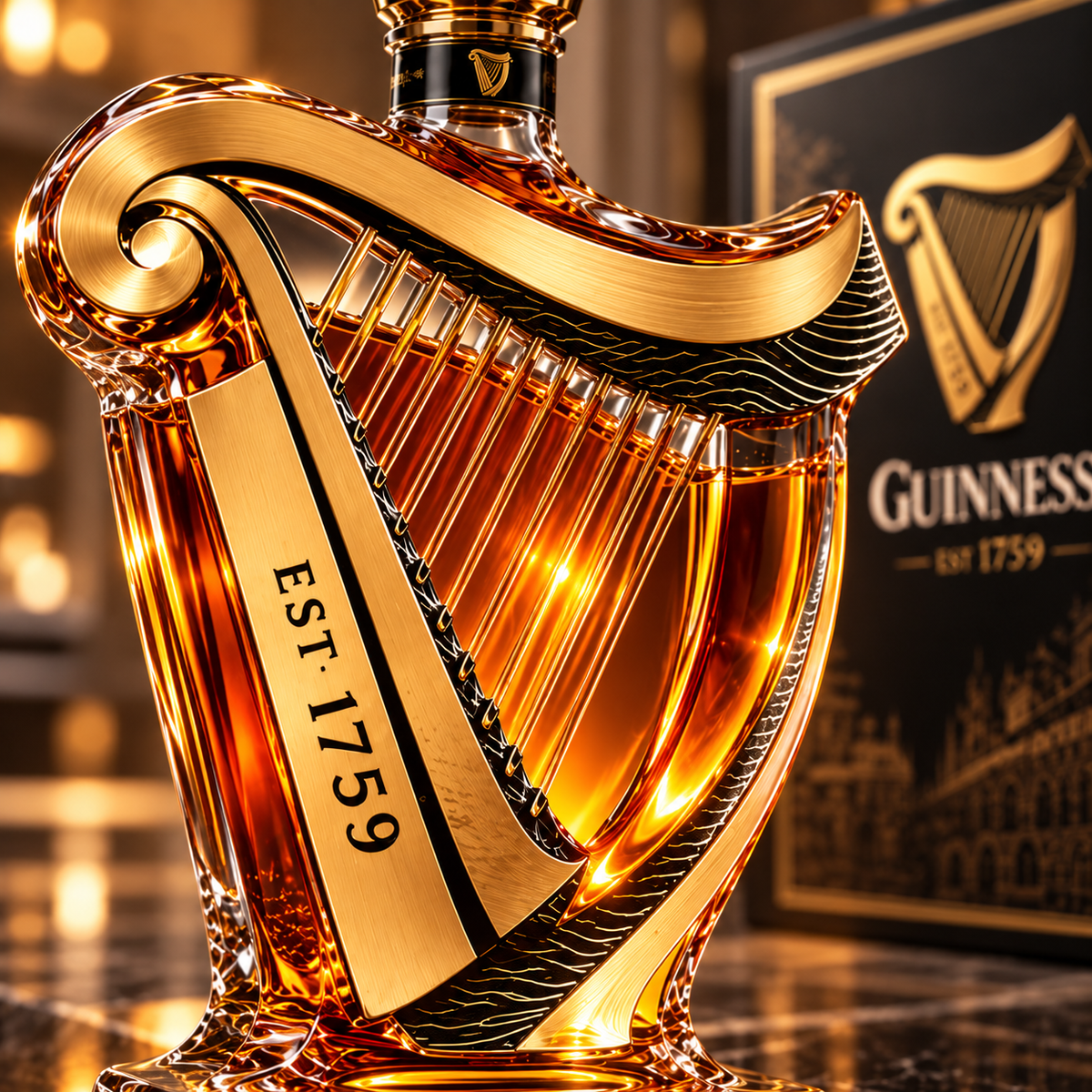 Guinness Harp Whiskey Decanter – Irish Heritage Glass Liquor Bottle & Collector’s Gift