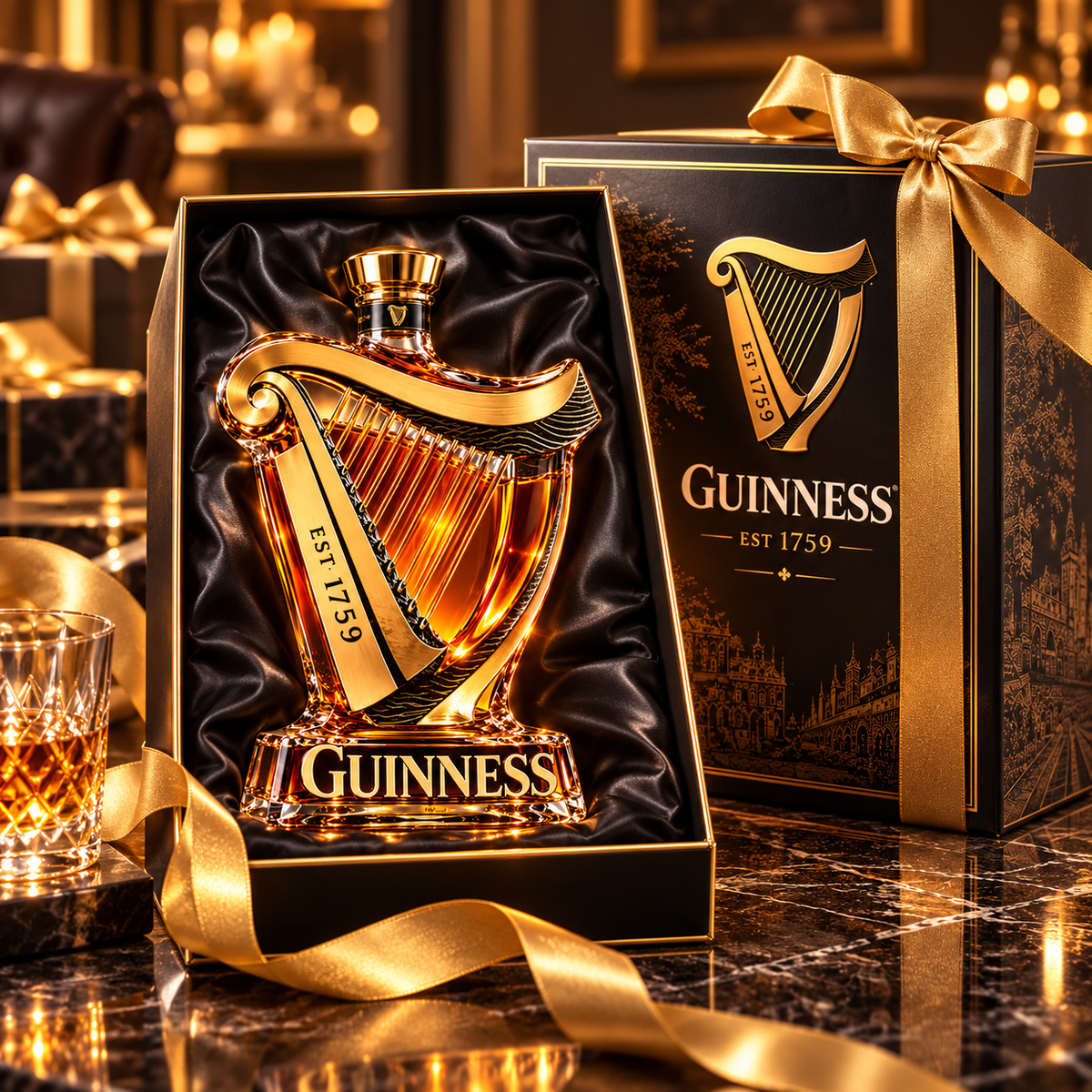 Guinness Harp Whiskey Decanter – Irish Heritage Glass Liquor Bottle & Collector’s Gift