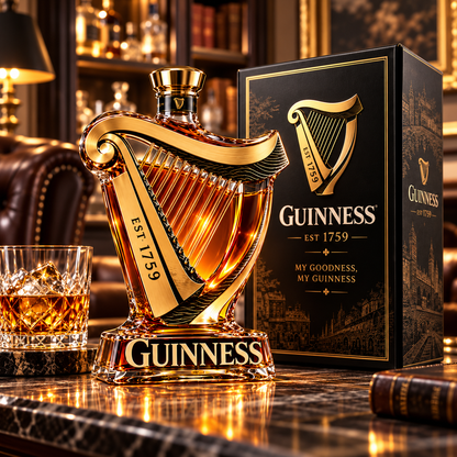 Guinness Harp Whiskey Decanter – Irish Heritage Glass Liquor Bottle & Collector’s Gift