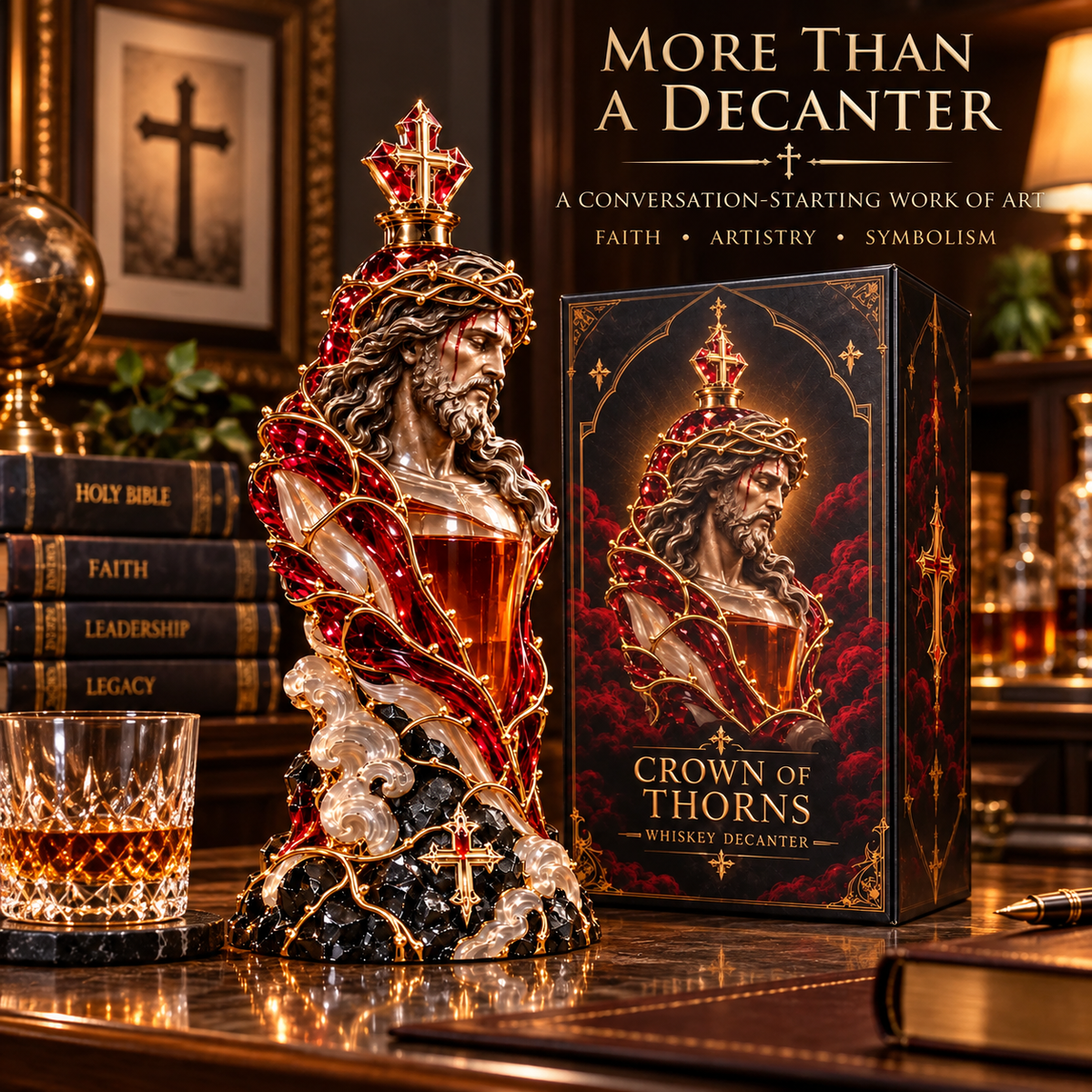Crown of Thorns – Jesus Christ Whiskey Decanter | Sacred Redemption Gothic Christian Collectible