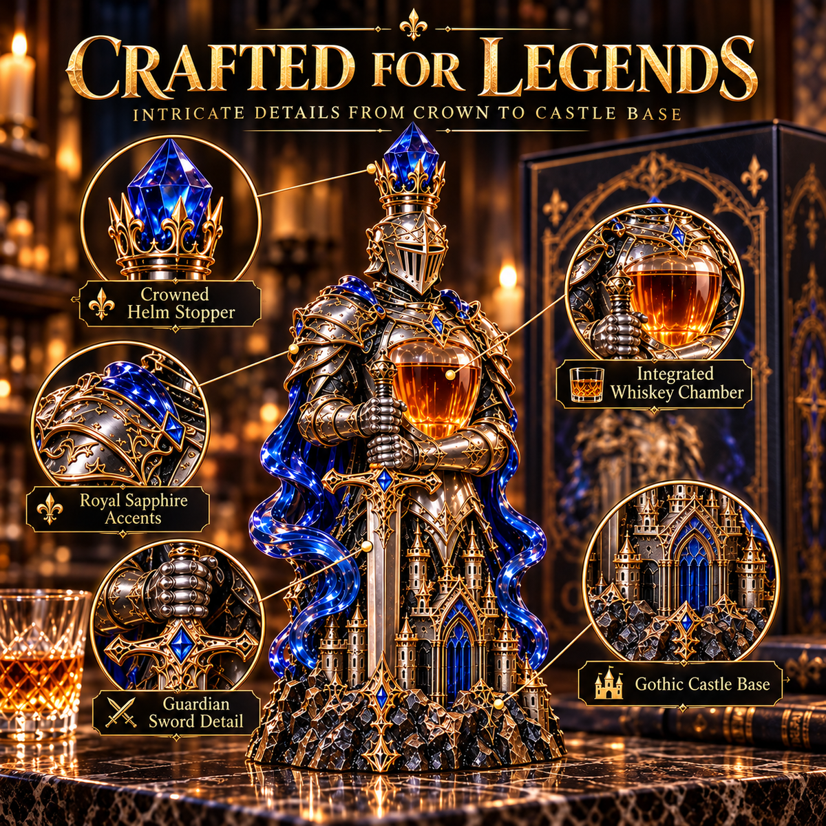 Oathkeeper™ Knight Whiskey Decanter – Medieval Sword Guardian Liquor Bottle, Gothic Bar Decor & Unique Gift for Him