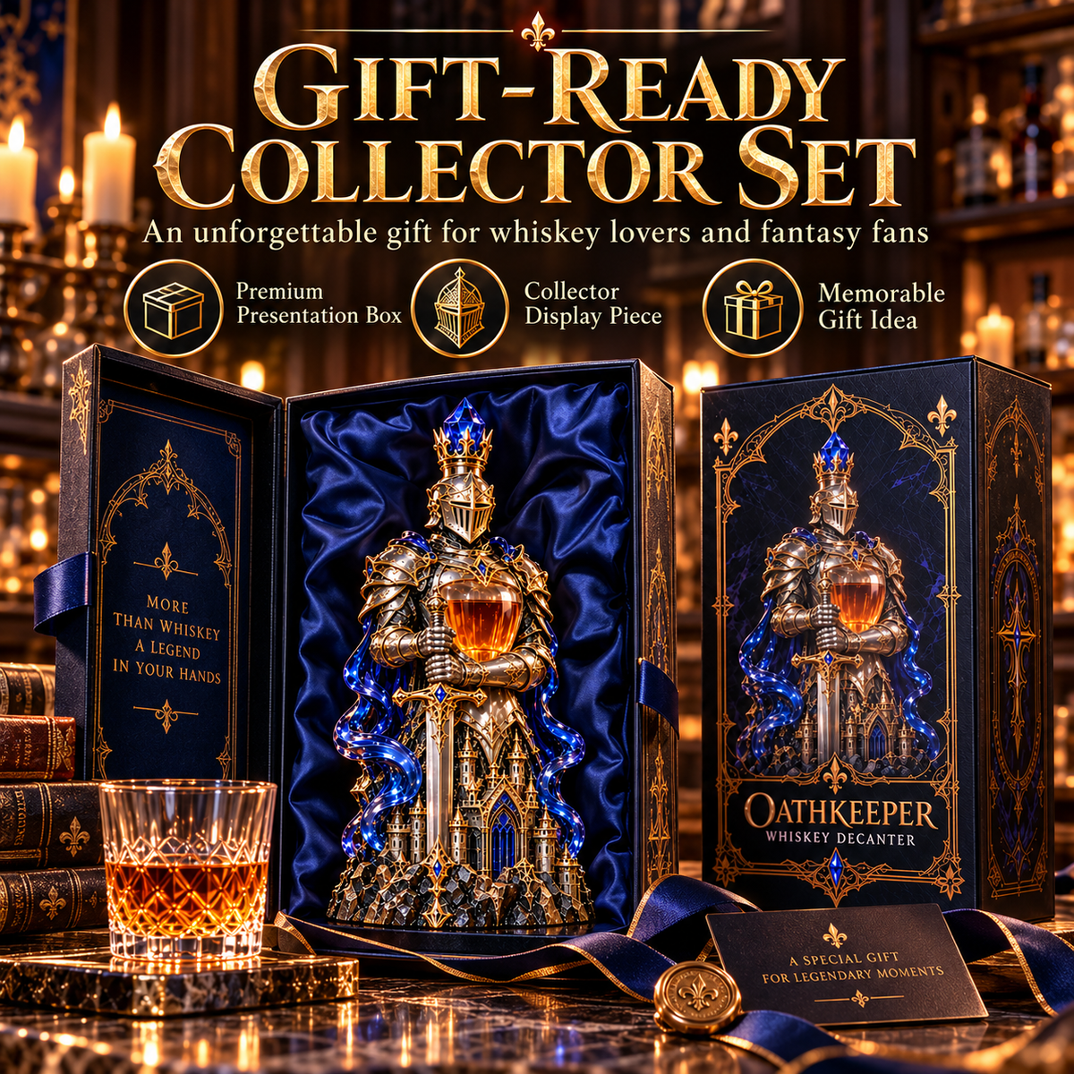 Oathkeeper™ Knight Whiskey Decanter – Medieval Sword Guardian Liquor Bottle, Gothic Bar Decor & Unique Gift for Him