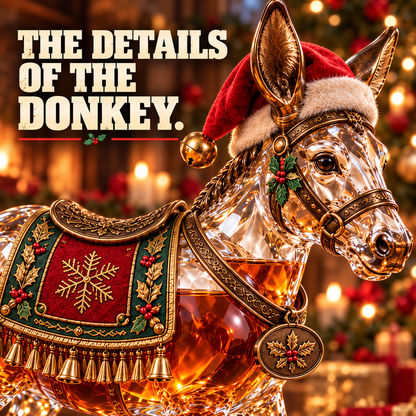 🫏2026 Christmas Donkey Whiskey Decanter – Festive Glass Donkey Bottle with Santa Hat, Holiday Collectible & Unique Christmas Gift🎁