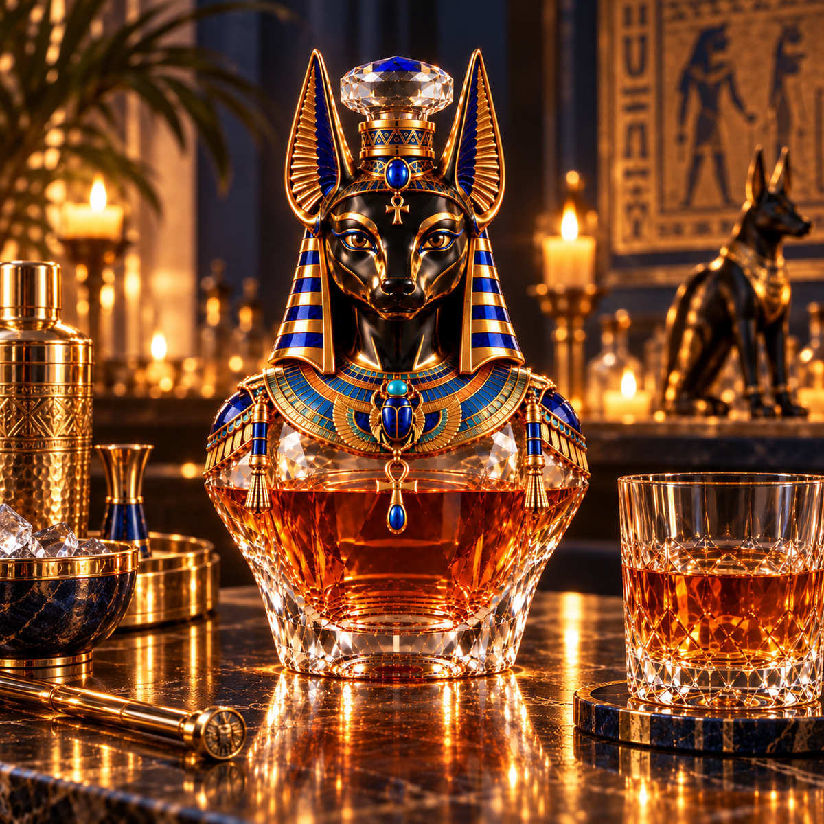 🐺Anubis: Guardian of Eternity Whiskey Decanter – Ancient Egyptian Jackal God Collectible Bottle🏺