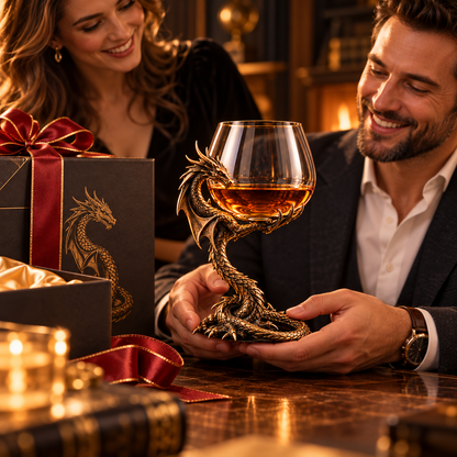 🐉 Dragon’s Embrace™ – Sculptural Brandy Glass with Dragon Claw Stand