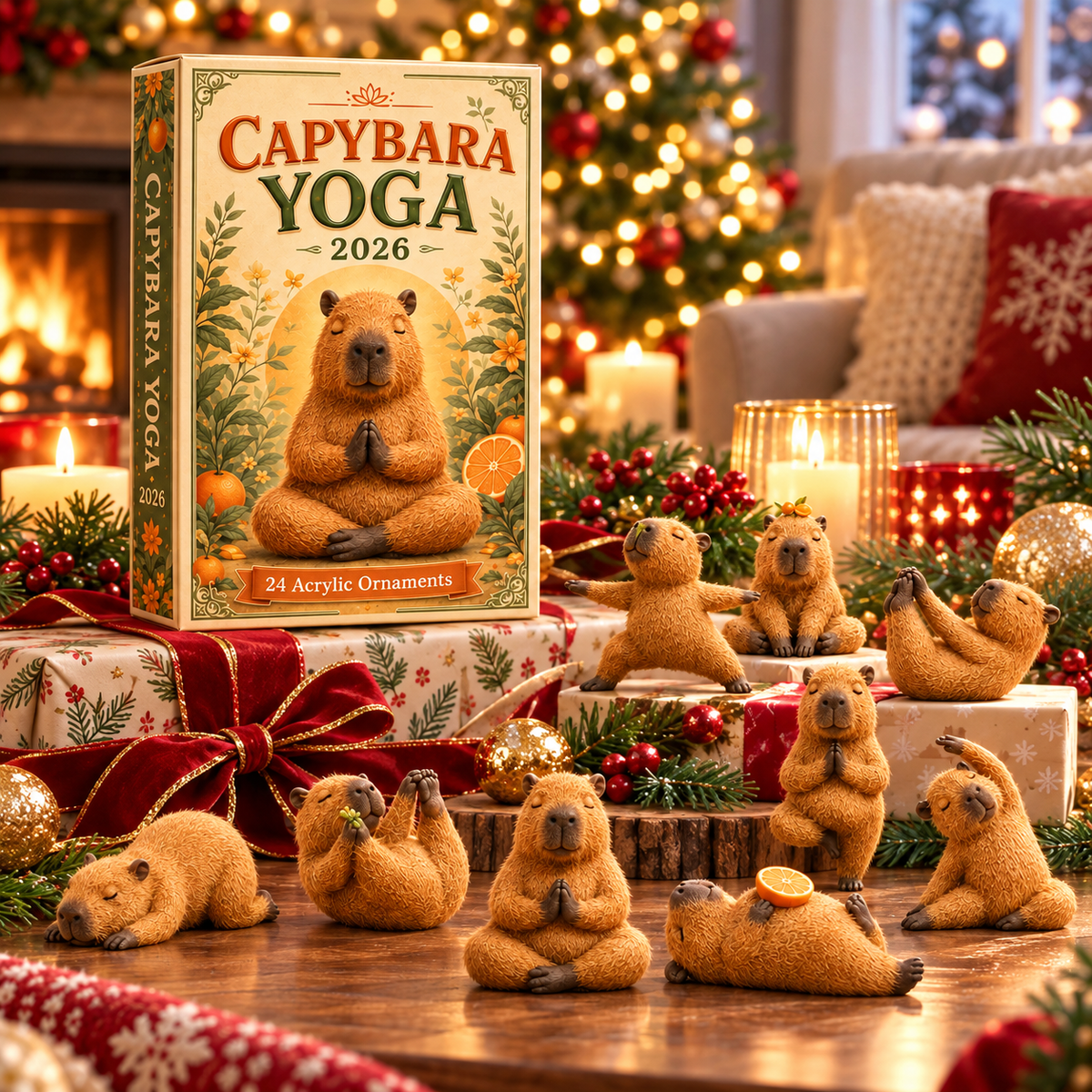 Capybara Yoga Advent Calendar | 24 different capybaras, one behind every little window