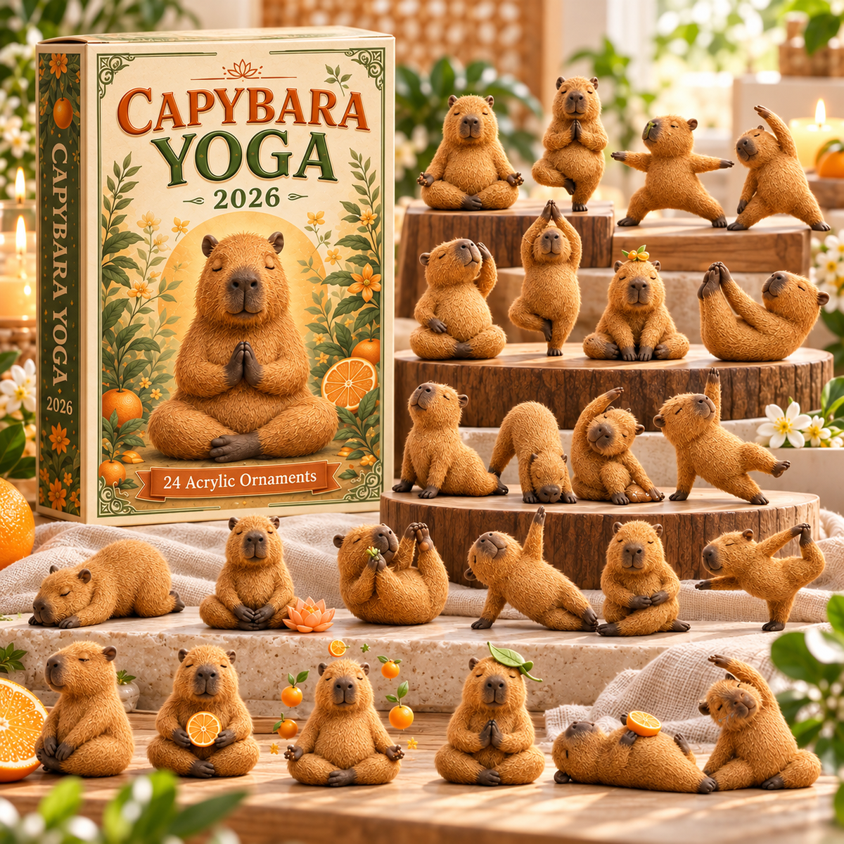 Capybara Yoga Advent Calendar | 24 different capybaras, one behind every little window