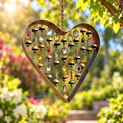 💖 Heart Wind Chime – Handcrafted Metal Garden Ornament