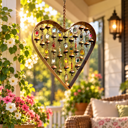 💖 Heart Wind Chime – Handcrafted Metal Garden Ornament