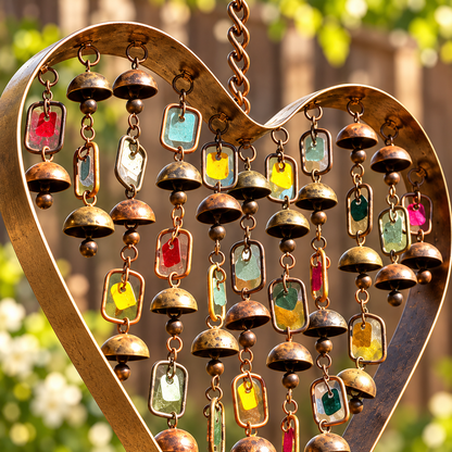 💖 Heart Wind Chime – Handcrafted Metal Garden Ornament