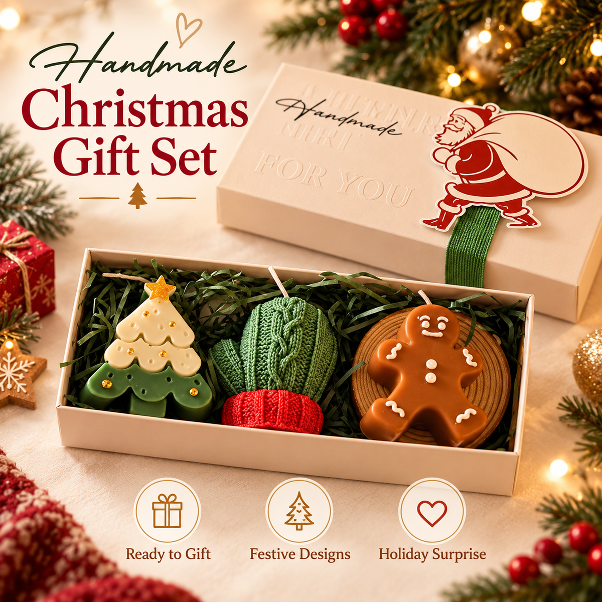 🎅Handmade Christmas Scented Candle Gift Set: A Festive Essential for Atmosphere & Gifting🕯️🎄