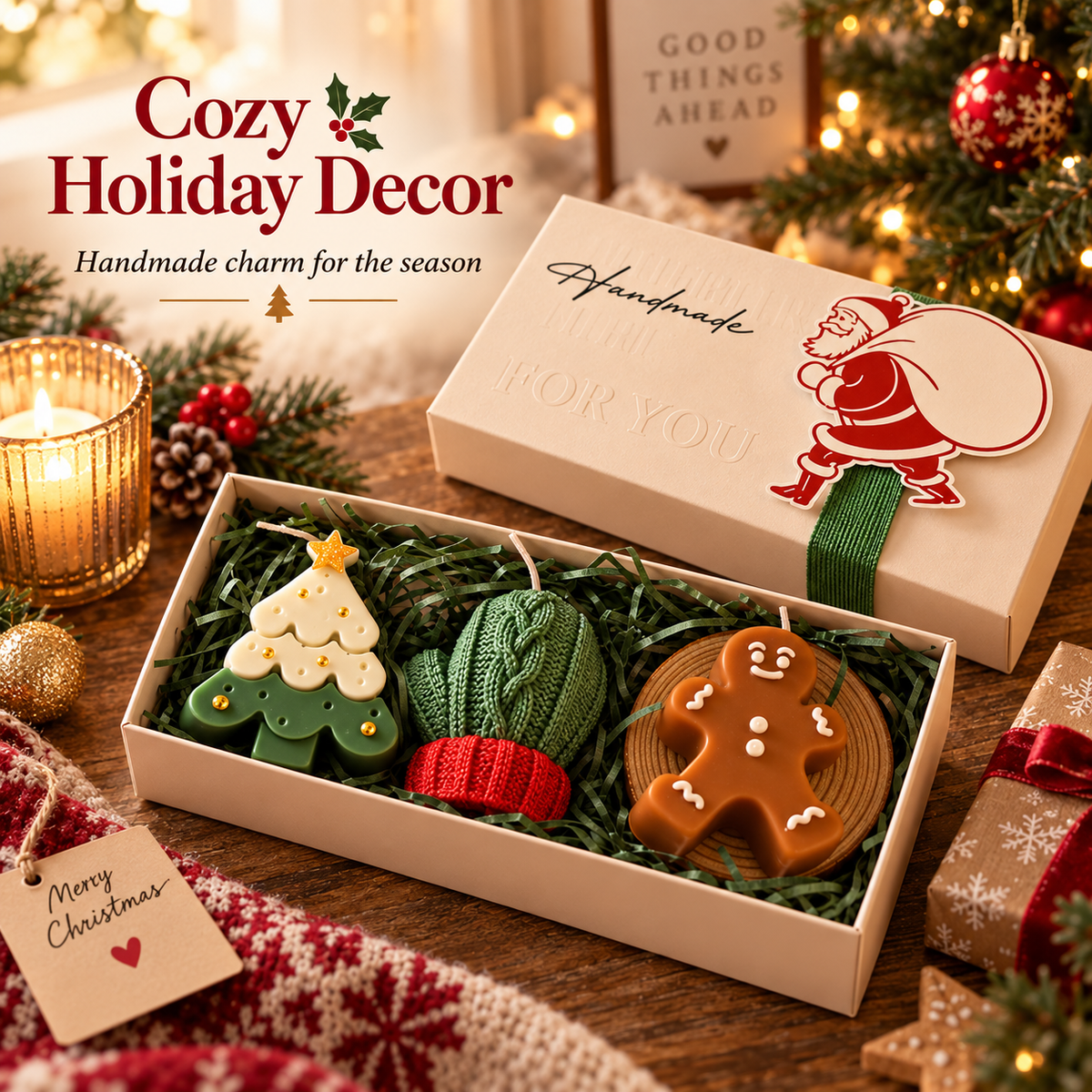 🎅Handmade Christmas Scented Candle Gift Set: A Festive Essential for Atmosphere & Gifting🕯️🎄
