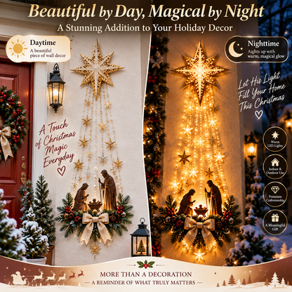 ✨49% OFF Today✨✝️ Bethlehem Star of Faith – Lighted Nativity Wall Decor