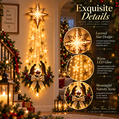 ✨49% OFF Today✨✝️ Bethlehem Star of Faith – Lighted Nativity Wall Decor