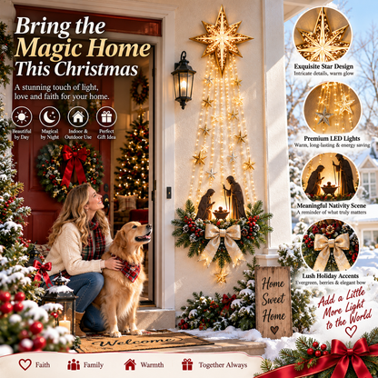 ✨49% OFF Today✨✝️ Bethlehem Star of Faith – Lighted Nativity Wall Decor