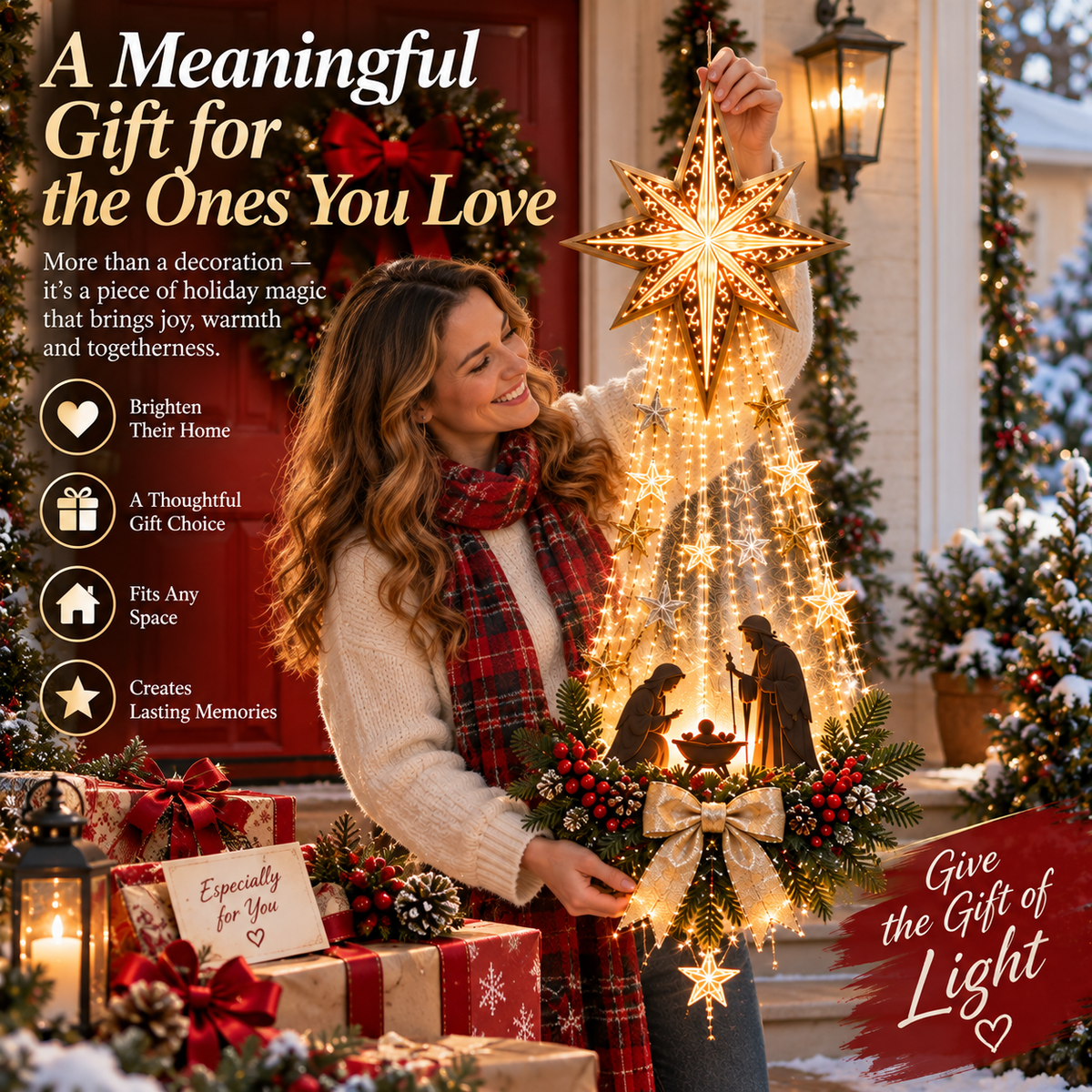 ✨49% OFF Today✨✝️ Bethlehem Star of Faith – Lighted Nativity Wall Decor
