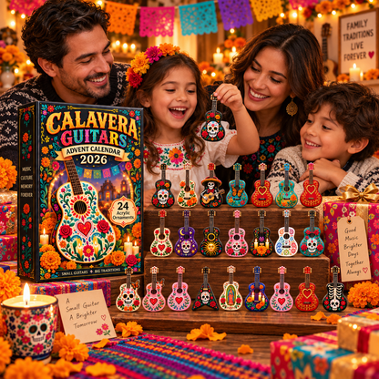 DAY OF THE DEAD KICKOFF 49% OFF - Calavera Guitars Advent Calendar 2026 - 24-Day Festive Countdown, Acrylic Charms Blind Box - Gift For Family & Friends