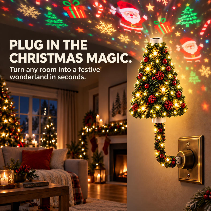 🎄✨ Plug-In Christmas Tree Projector Night Light – Instant Festive Room Glow 🌟
