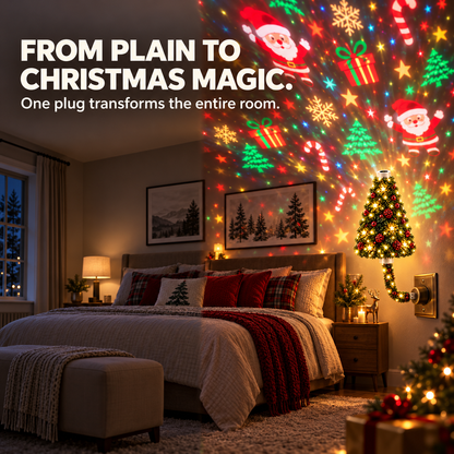🎄✨ Plug-In Christmas Tree Projector Night Light – Instant Festive Room Glow 🌟